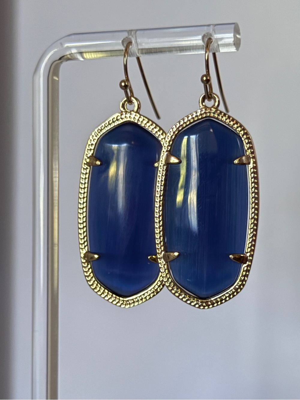 Kendra Scott Elle Cobalt Blue Cats Eye Drop Earrings Gold